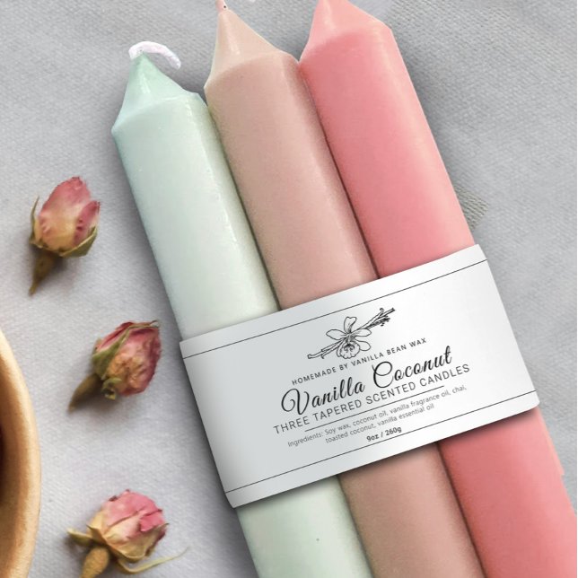 Homemade vanilla coconut candle belly band label (Creator Uploaded)