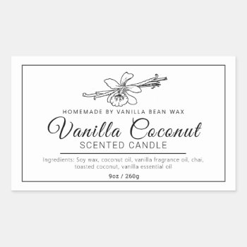Homemade Vanilla Coconut Mono Ingredients Candle Rectangular Sticker by Mylittleeden at Zazzle
