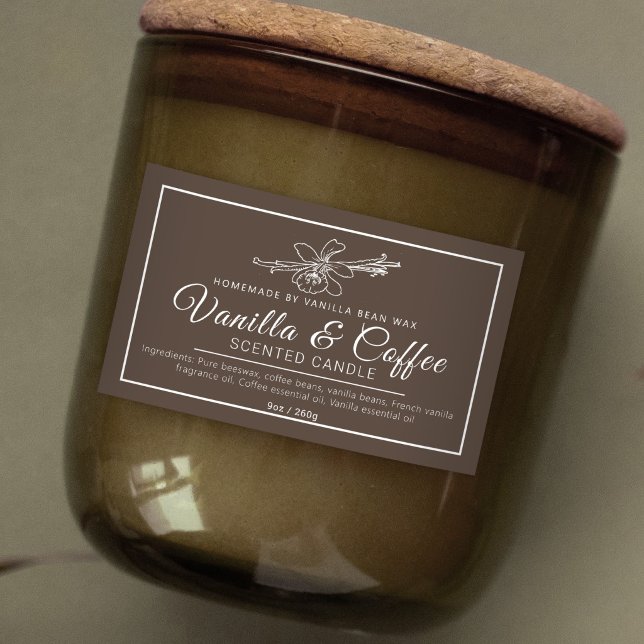 Homemade vanilla coffee candle brown ingredients rectangular sticker (Creator Uploaded)