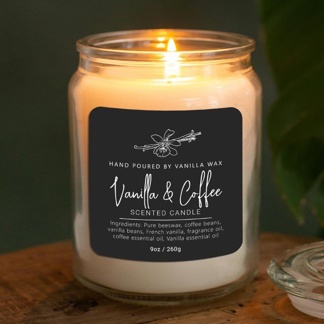 Homemade vanilla coffee candle mono ingredients square sticker (Creator Uploaded)
