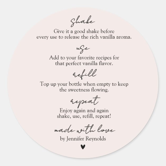 Homemade Vanilla Extract beige Use Refill Repeat Classic Round Sticker