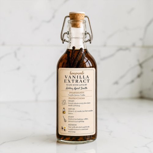 Homemade Vanilla Extract Bottle Label Sticker