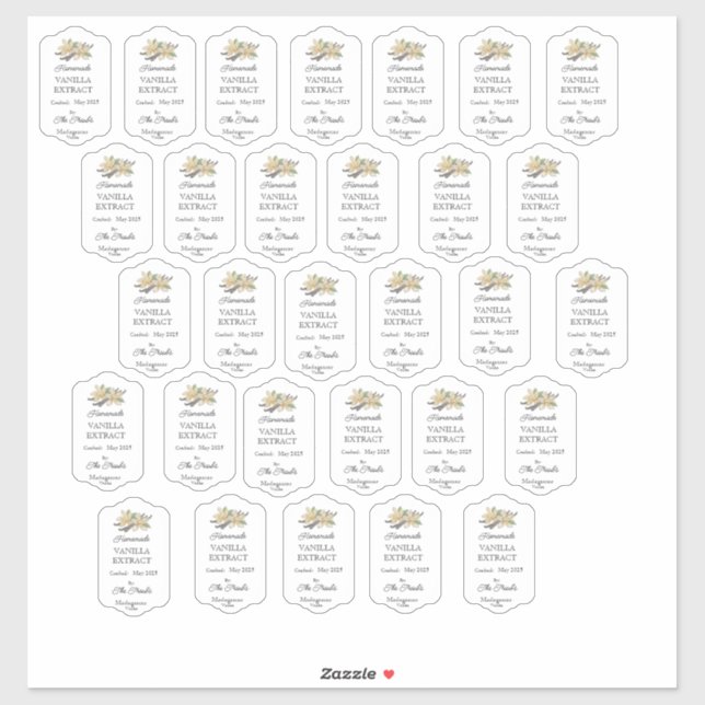 Homemade Vanilla Extract Custom-Cut Vinyl Label (Sheet)