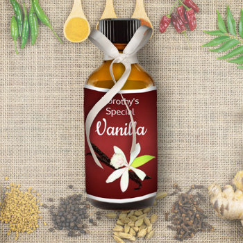 Homemade Vanilla Extract Flower And Beans Vinyl Sticker by colorwash at Zazzle