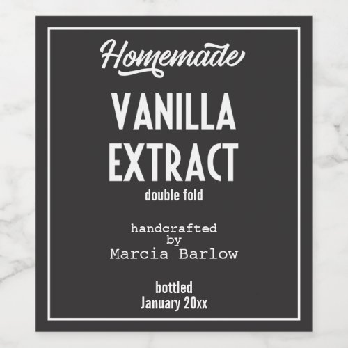 Homemade Vanilla Extract Food and Beverage Label