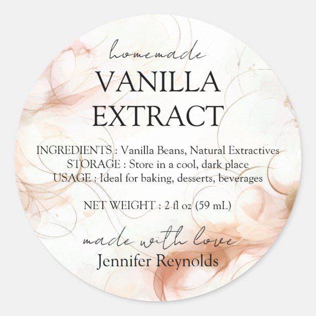 Homemade Vanilla Extract Labels and Instructions