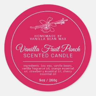 Homemade vanilla fruit punch candle ingredients classic round sticker