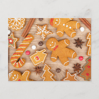 Homemade Various Christmas Gingerbread Cookies Holiday Postcard