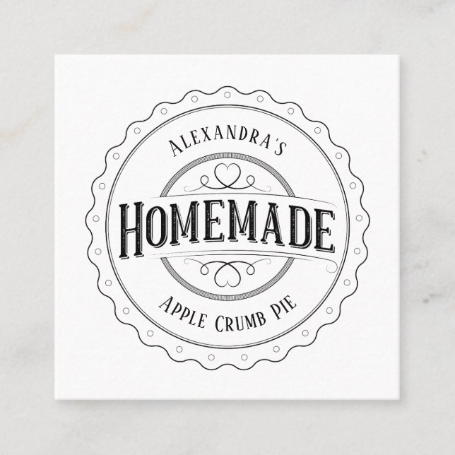 Homemade Vintage Personalized Label Business Cards (Front)