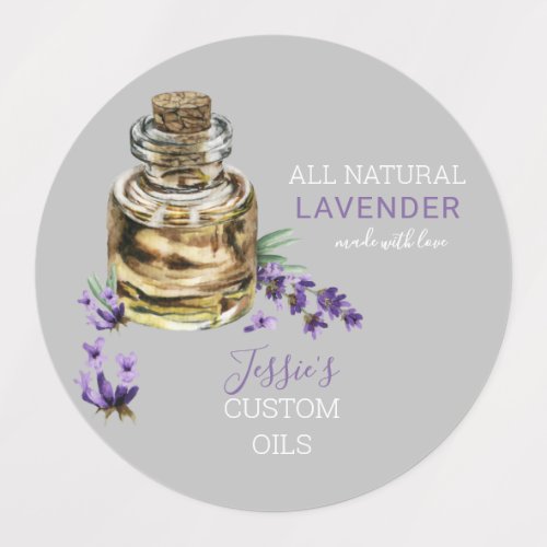Homemade Watercolor Vintage Lavender Oil Labels