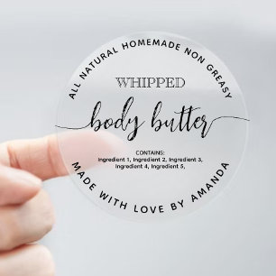 Homemade Whipped BODY BUTTER Clear Label