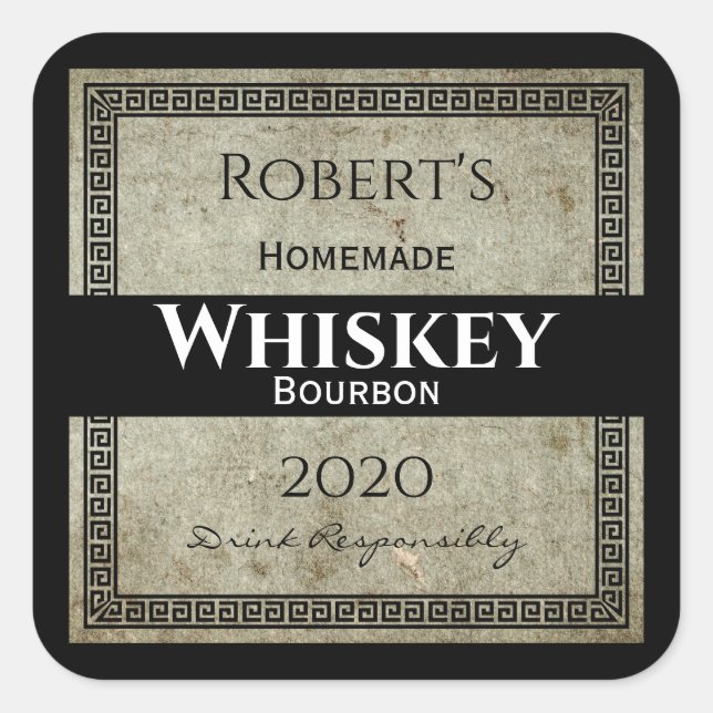 Homemade Whiskey Personalized Square Sticker (Front)