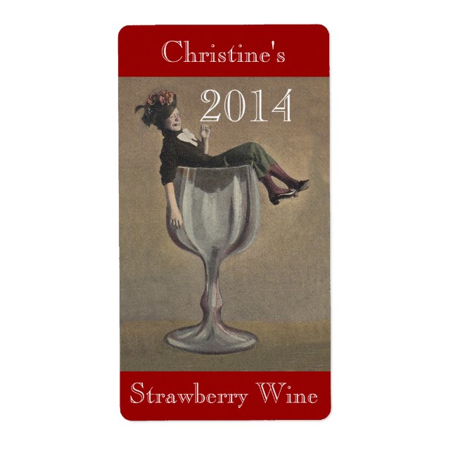Homemade Wine Antique Fun Lady Labels Personalize (Front)