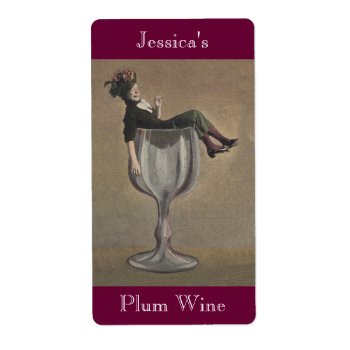 Homemade Wine Antique Fun Lady Labels Personalize by layooper at Zazzle