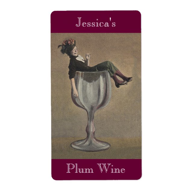 Homemade Wine Antique Fun Lady Labels Personalize (Front)