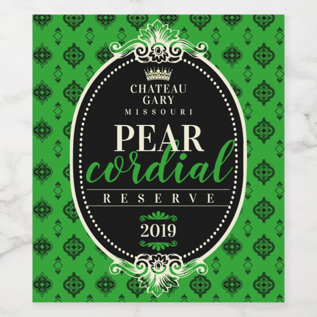 Homemade wine damask ornate wedding personalized label (Single Label)