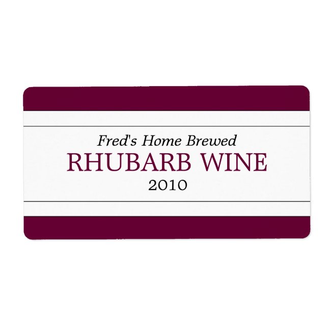Homemade Wine Label (Front)