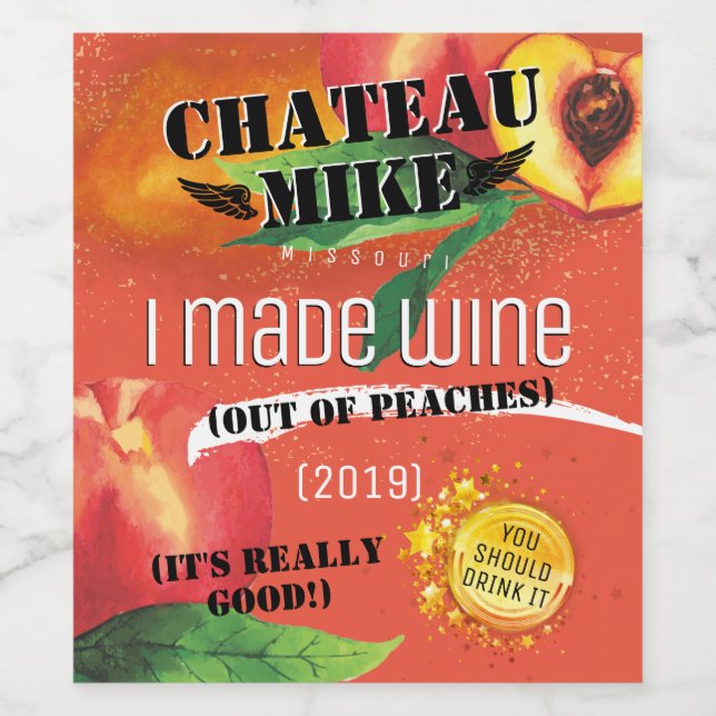 Homemade wine messy paint gold personalized wine label (Single Label)