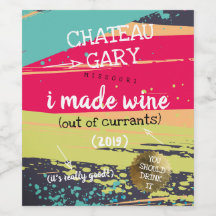Homemade wine personalized label messy paint