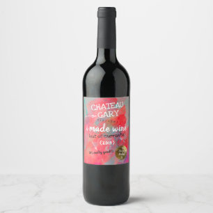 Homemade wine personalized label messy watercolor