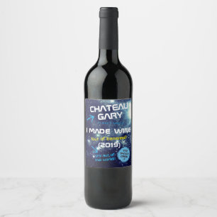 Homemade wine personalized label space universe