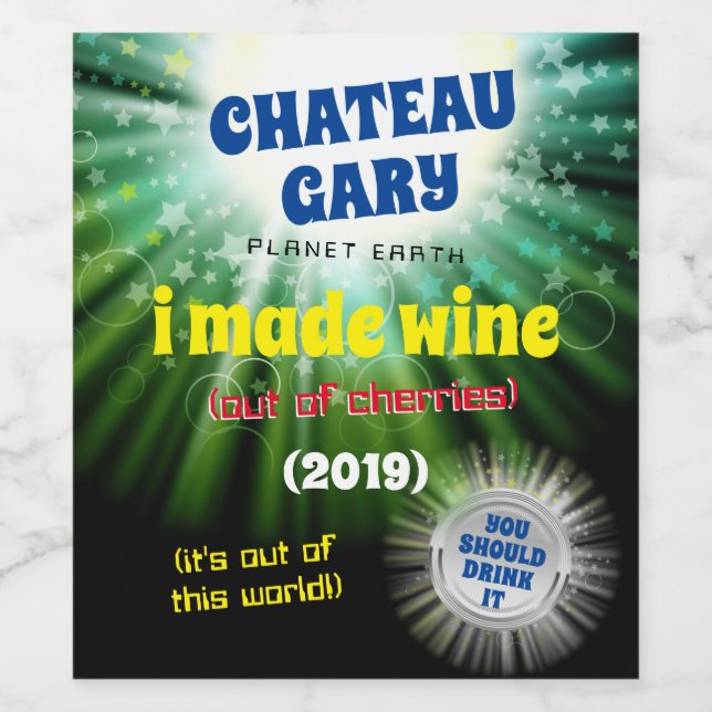 Homemade wine personalized label space universe (Single Label)