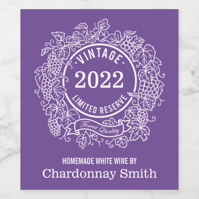 Homemade Wine Personalized Vintage Grapevine Label (Single Label)