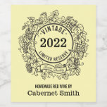 Homemade Wine Personalized Vintage Grapevine  Label