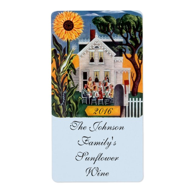 Homemade Wine Sunflower Porch Labeling Labels (Front)