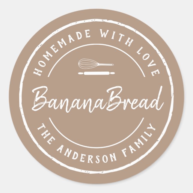 Homemade with Love Bakery Logo Baking Gift Classic Round Sticker (Front)