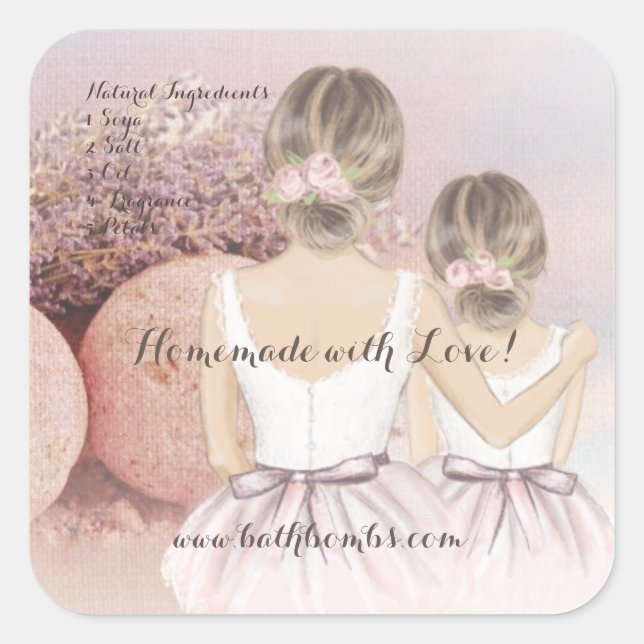 Homemade with Love Bath Bombs  Square Sticker (Front)
