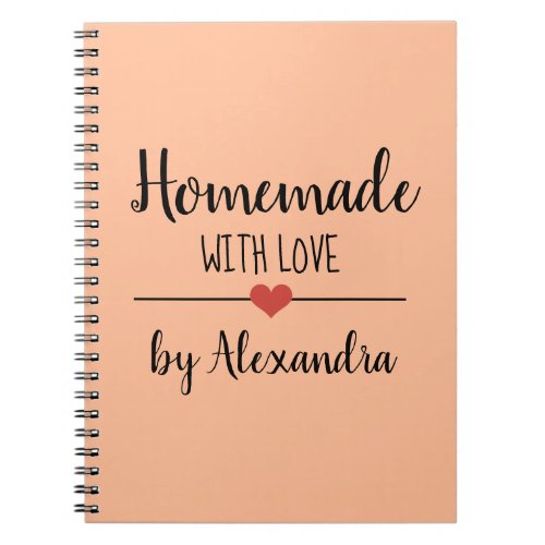 Homemade with love black orange Name Recipe   Notebook