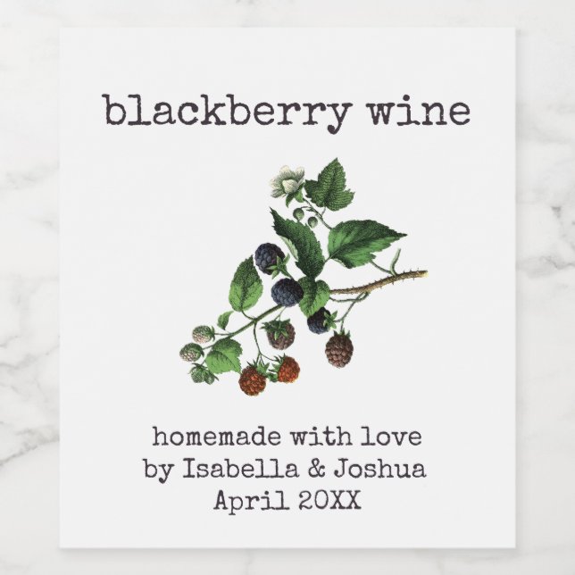 Homemade with  Love Blackberry Wine  Label (Single Label)