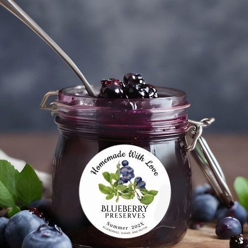  Homemade With Love Blueberry Preserves Summer202X Classic Round Sticker