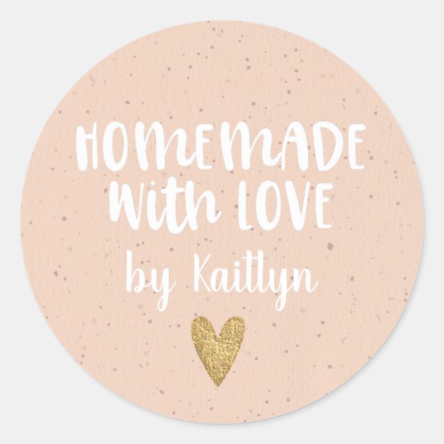 Homemade With Love Blush Pink Classic Round Sticke Classic Round Sticker (Front)