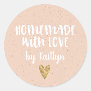Homemade With Love Blush Pink Classic Round Sticke Classic Round Sticker