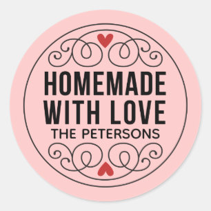 Homemade With Love Blush Pink Classic Round Sticke Sticker