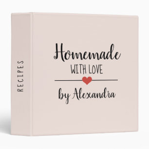 Homemade with love blush pink Name Recipe 3 Ring Binder