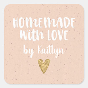 Homemade With Love Blush Pink Sticker