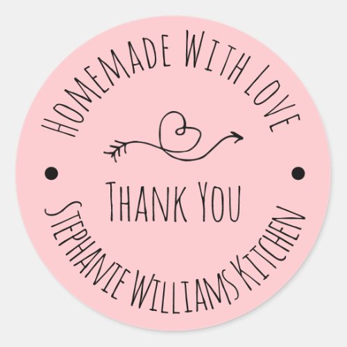 Homemade with Love  Blush PinkThank You Classic Round Sticker