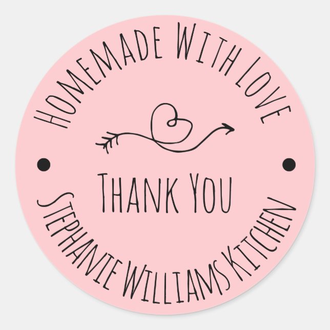 Homemade with Love | Blush PinkThank You Classic Round Sticker (Front)