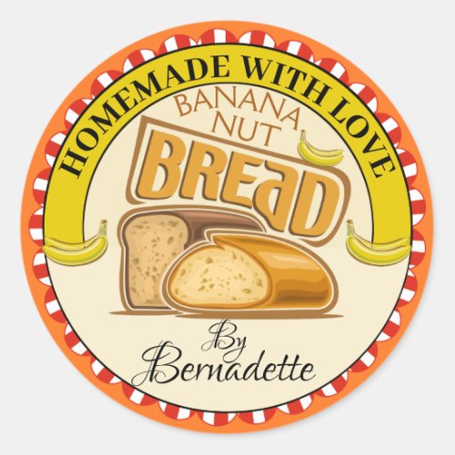 Homemade With Love Bread Classic Round Sticker
