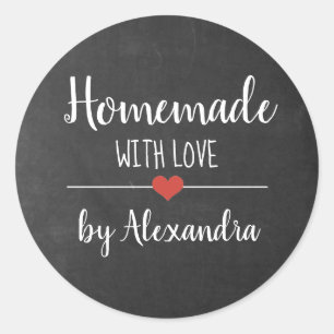 Homemade with love chalkboard script custom classi classic round sticker