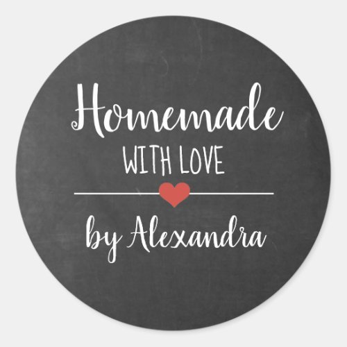 Homemade with love chalkboard script custom  classic round sticker