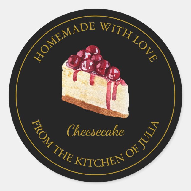 Homemade with love Cheesecake Label | Black (Front)