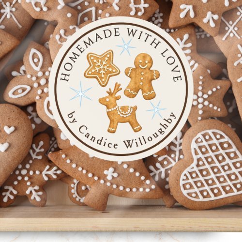 Homemade With Love Christmas Bakery Gingerbread Classic Round Sticker