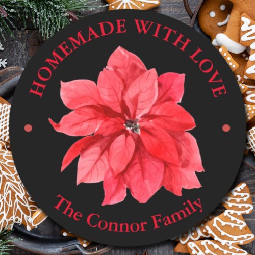 Homemade With Love Christmas Floral Classic Round Sticker