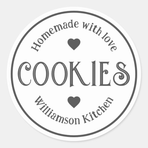 Homemade With Love Cookies Vintage Heart  Classic Round Sticker
