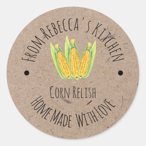 Homemade with love Corn Relish Classic Round Sticker