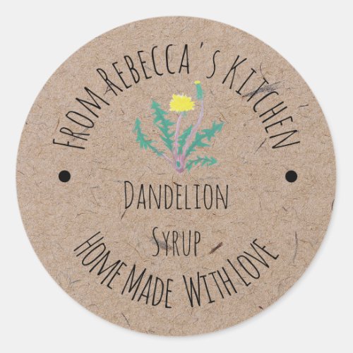 Homemade with love Dandelion Syrup Label